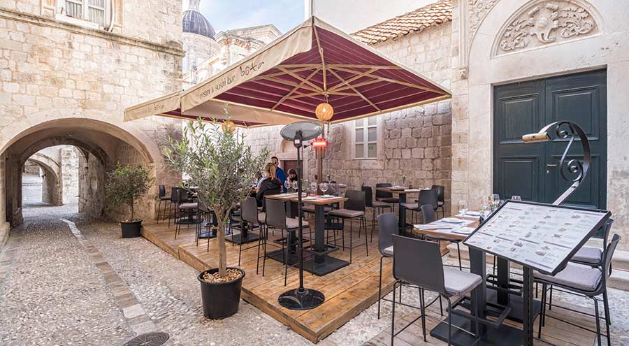 Outside Terrace At The Oyster and Sushi Bar Bota Dubrovnik