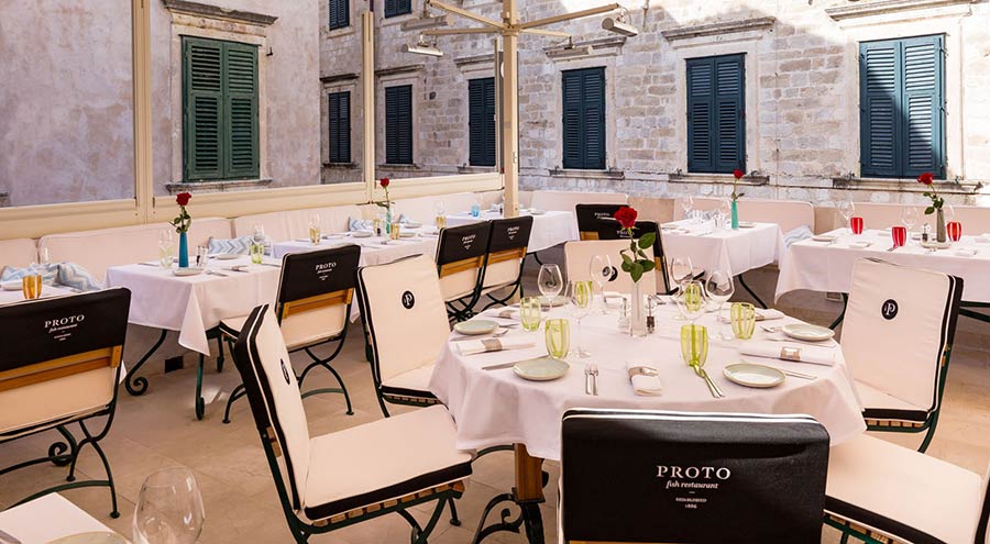 Terrace at the Restaurant Proto in Dubrovnik