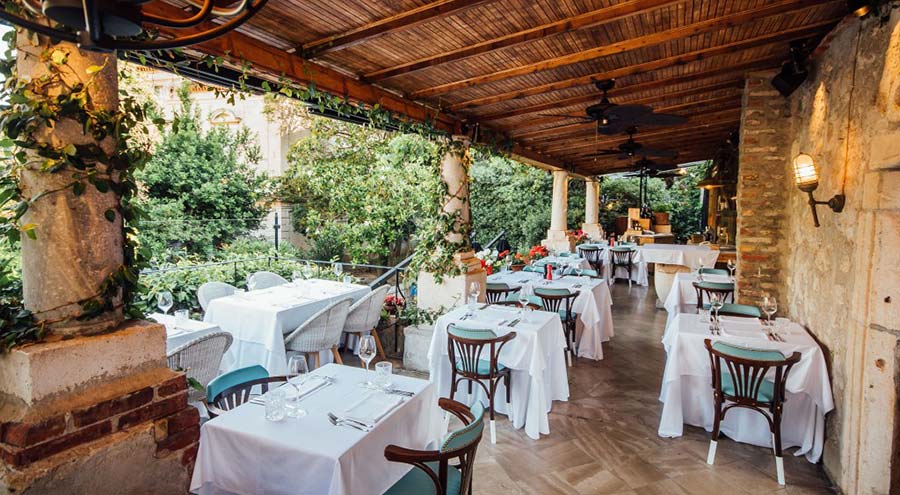 Terrace at the restaurant Sesame in Dubrovnik