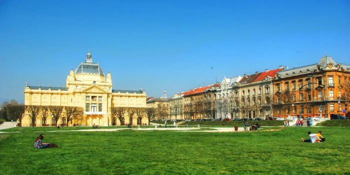 Tomislavac, a popular town square and park in Zagreb, just across from the central train station