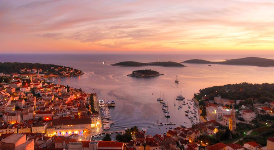 Sunset over Hvar Town from Spanjola Fortress