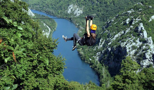 Ziplining over the Cetina River Canyon