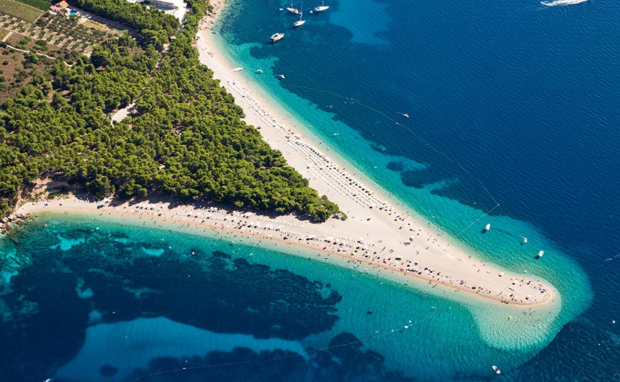 Airview of Zlatni rat Beach, Bol, Brac island