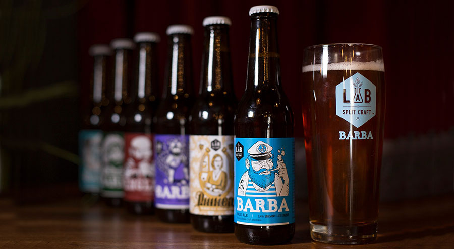 Bottles of Barba craft beer, LAB Brewery, Split Croatia