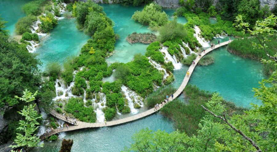 Plitvice Lakes path airview