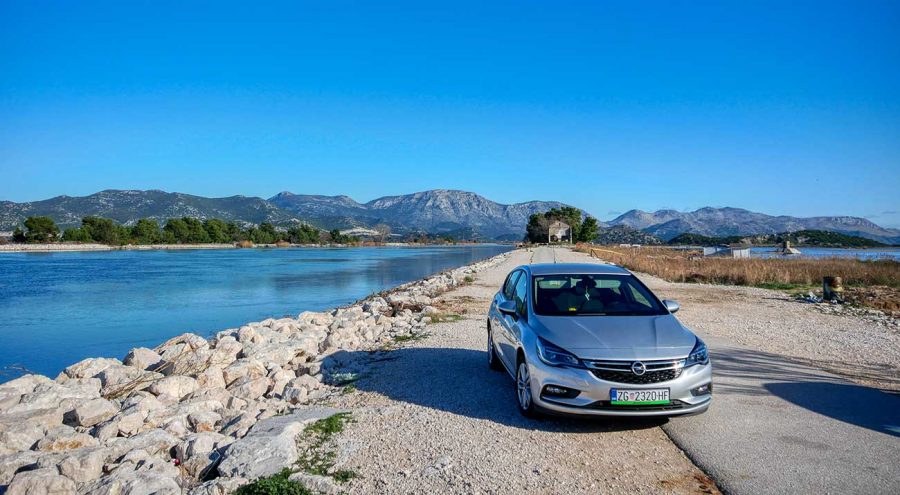 A car near Neretva River, Driving in Croatia