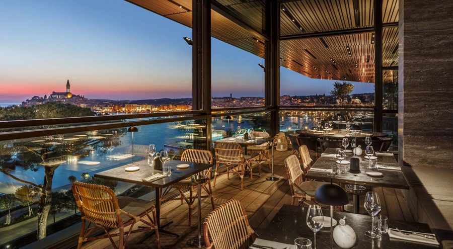 Terrace of the restaurant Cap Aureo in the Grand Park Hotel Rovinj