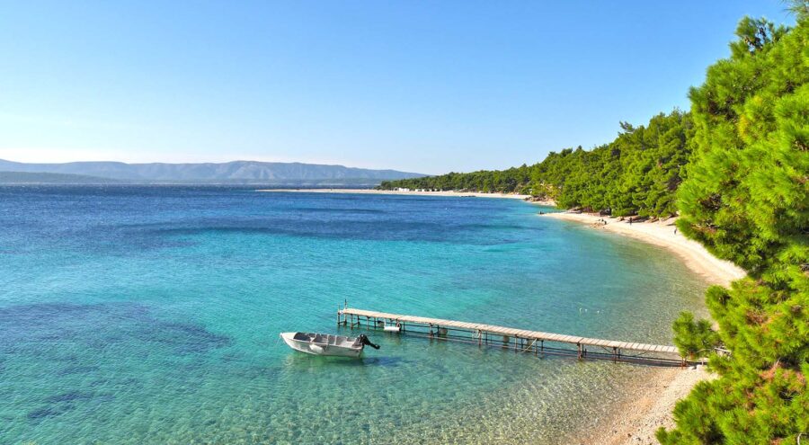 Small pebbly beaches leading to Zlatni Rat Beach, Brac Island