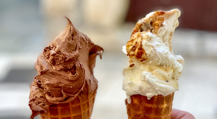 Scoops of ice cream in a cone, Split, Croatia