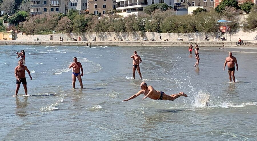 People playing picigin, Bacvice Beach, Split